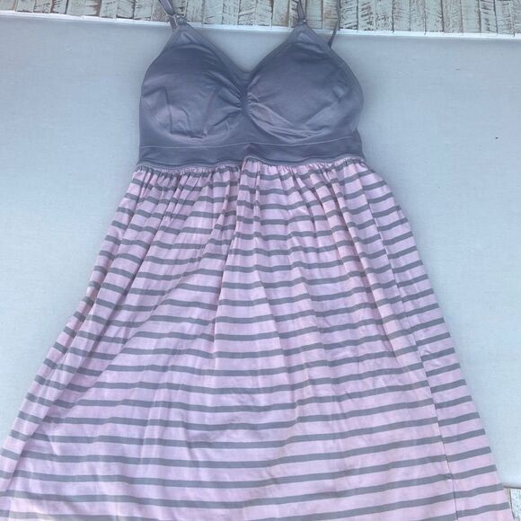 MOTHERHOOD Pink Gray Breastfeeding Nursing Jersey Knit Dress Small - Picture 1 of 6